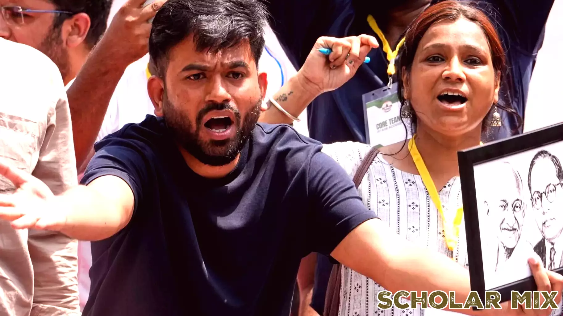 India's Cockroach Party supporters bang plates to call for education minister's resignation